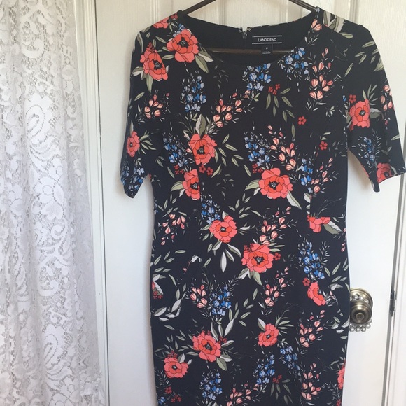 Lands End navy floral dress size 6 - Picture 1 of 5
